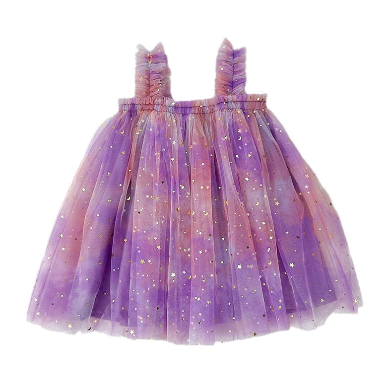Design Summer Kids Girls Elegant Fairy Style Sequin Mesh Sleeveless Dress-2